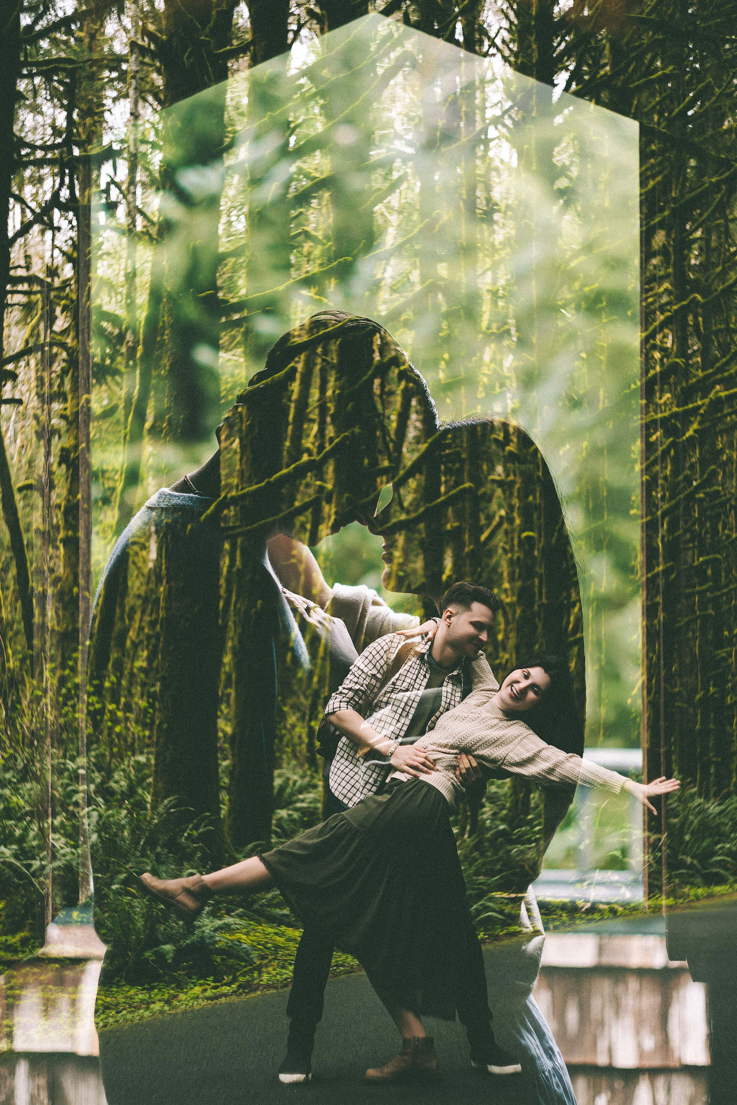 Creative portrait photography — Engagement love story oregon coast moody dance