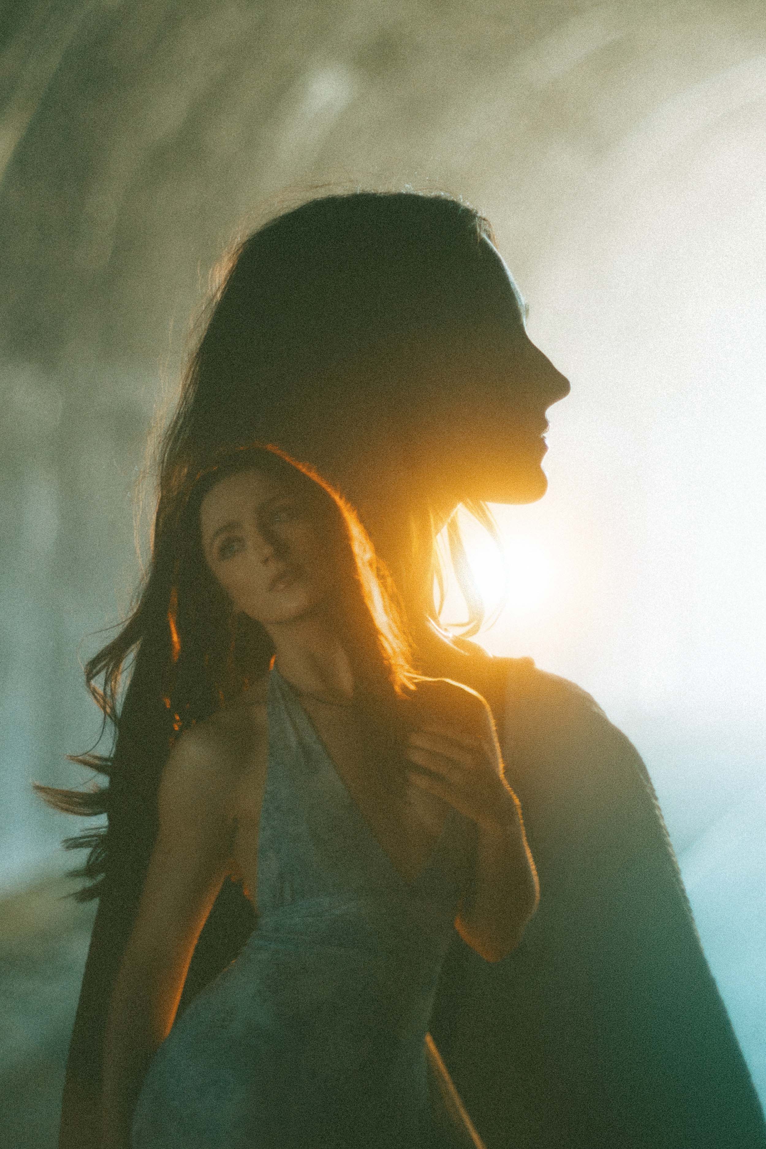 Creative portrait photography — Double exposure tunnel columbia river gorge high contrast